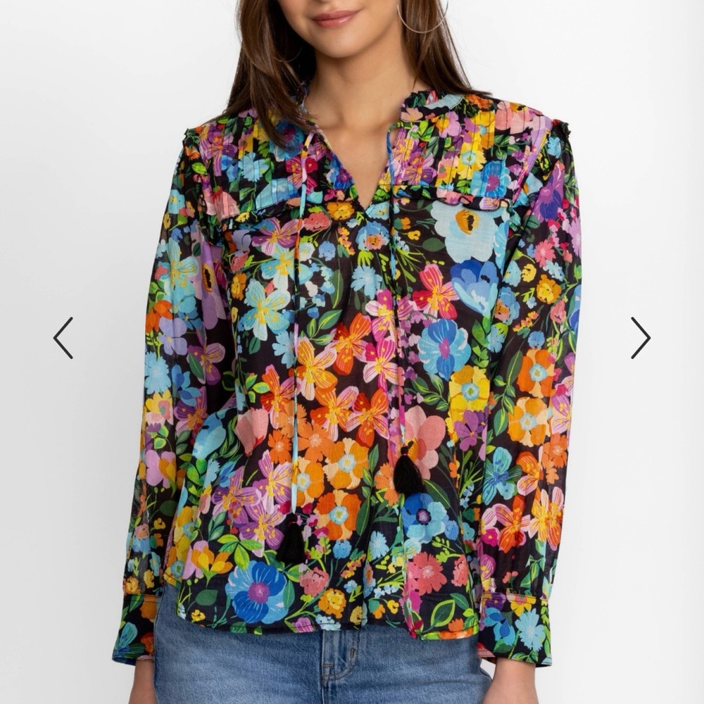 Johnny Was Wild Bloom Ruffle Yoke Blouse XXL - Picture 6 of 15